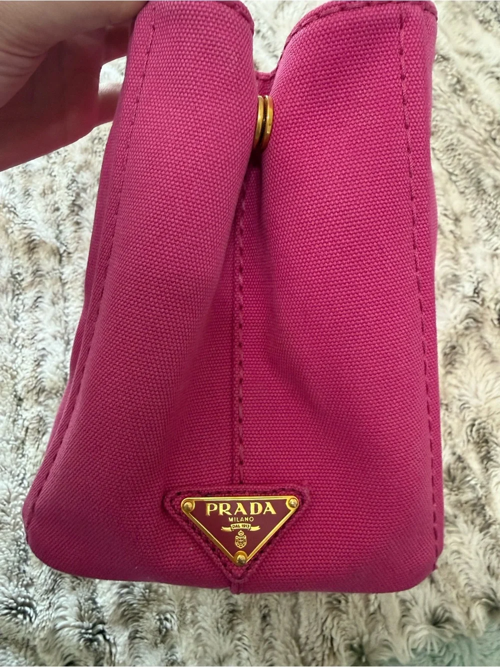 Prada Canapa Mini Canvas Bag, Fuchsia Pink